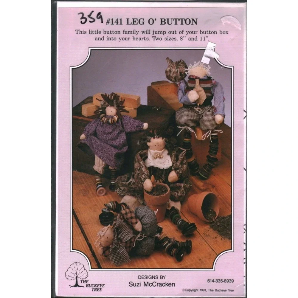 The Buckeye Tree Leg O Button Doll Pattern 141 Suzi McCracken‎ Vintage 1991 359